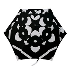 Pattern Flower Black Mini Folding Umbrellas