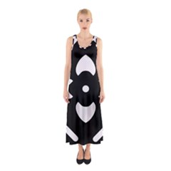 Pattern Flower Black Sleeveless Maxi Dress