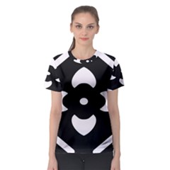 Pattern Flower Black Women s Sport Mesh Tee