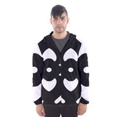 Pattern Flower Black Men s Hooded Windbreaker