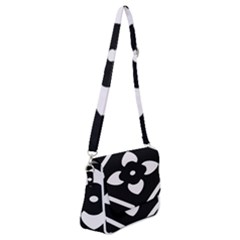 Pattern Flower Black Shoulder Bag With Back Zipper