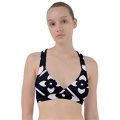 Pattern Flower Black Sweetheart Sports Bra