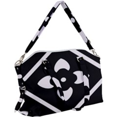 Pattern Flower Black Canvas Crossbody Bag