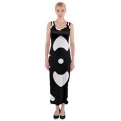 Pattern Flower Black Fitted Maxi Dress