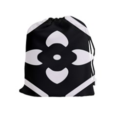 Pattern Flower Black Drawstring Pouch (xl)