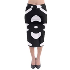 Pattern Flower Black Midi Pencil Skirt