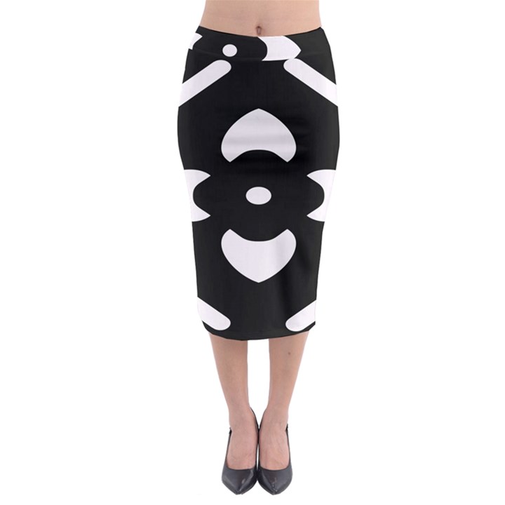 Pattern Flower Black Midi Pencil Skirt