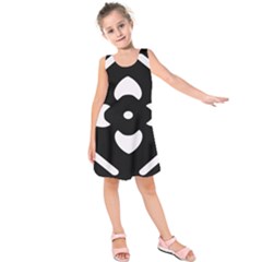 Pattern Flower Black Kids  Sleeveless Dress