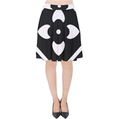 Pattern Flower Black Velvet High Waist Skirt