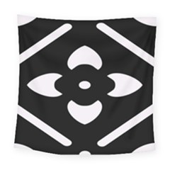 Pattern Flower Black Square Tapestry (large)