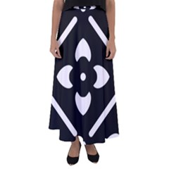 Pattern Flower Black Flared Maxi Skirt