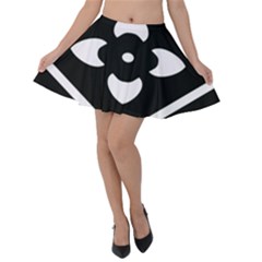 Pattern Flower Black Velvet Skater Skirt