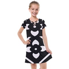 Pattern Flower Black Kids  Cross Web Dress