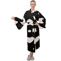 Pattern Flower Black Maxi Velour Kimono