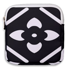 Pattern Flower Black Mini Square Pouch