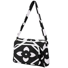 Pattern Flower Black Front Pocket Crossbody Bag