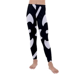 Pattern Flower Black Kids  Lightweight Velour Leggings