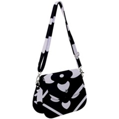 Pattern Flower Black Saddle Handbag