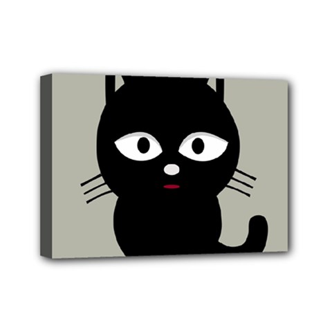 Cat Pet Cute Black Animal Mini Canvas 7  X 5  (stretched)