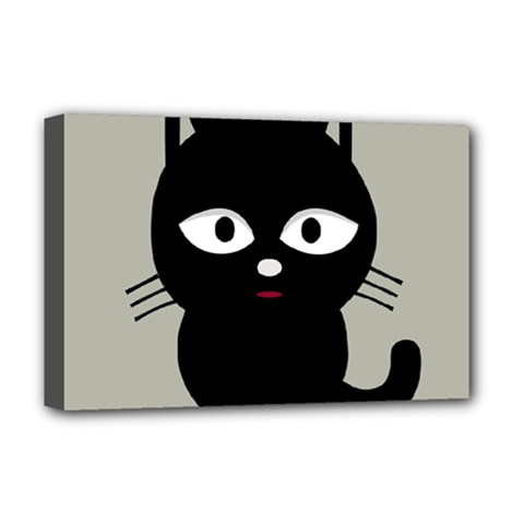 Cat Pet Cute Black Animal Deluxe Canvas 18  X 12  (stretched) by HermanTelo