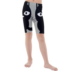 Cat Pet Cute Black Animal Kids  Mid Length Swim Shorts