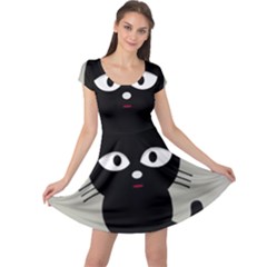 Cat Pet Cute Black Animal Cap Sleeve Dress