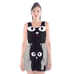 Cat Pet Cute Black Animal Scoop Neck Skater Dress