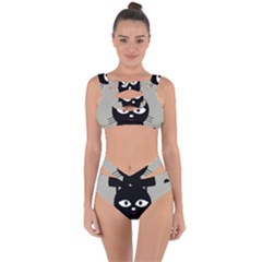 Cat Pet Cute Black Animal Bandaged Up Bikini Set 