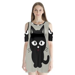 Cat Pet Cute Black Animal Shoulder Cutout Velvet One Piece