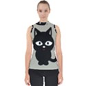 Cat Pet Cute Black Animal Mock Neck Shell Top View1