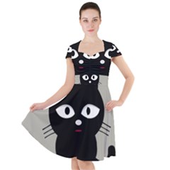 Cat Pet Cute Black Animal Cap Sleeve Midi Dress