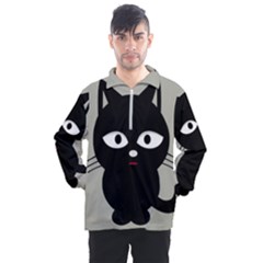 Cat Pet Cute Black Animal Men s Half Zip Pullover