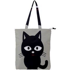 Cat Pet Cute Black Animal Double Zip Up Tote Bag