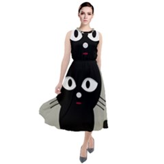 Cat Pet Cute Black Animal Round Neck Boho Dress