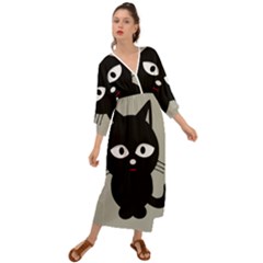 Cat Pet Cute Black Animal Grecian Style  Maxi Dress