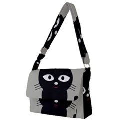 Cat Pet Cute Black Animal Full Print Messenger Bag (l)