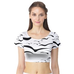 Sky Birds Flying Flock Fly Short Sleeve Crop Top