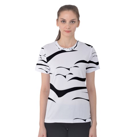 Sky Birds Flying Flock Fly Women s Cotton Tee by HermanTelo