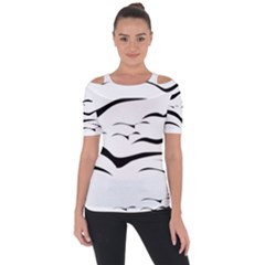 Sky Birds Flying Flock Fly Shoulder Cut Out Short Sleeve Top