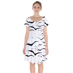 Sky Birds Flying Flock Fly Short Sleeve Bardot Dress