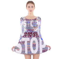 Human Trafficking In Blue Classic Logo Final Long Sleeve Velvet Skater Dress by gottostop