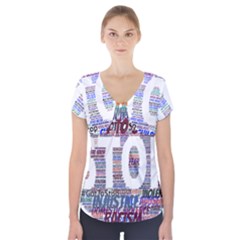 Human Trafficking In Blue Classic Logo Final Short Sleeve Front Detail Top by gottostop