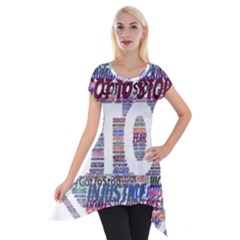 Human Trafficking In Blue Classic Logo Final Short Sleeve Side Drop Tunic by gottostop