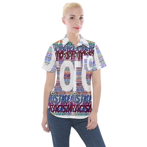 Human Trafficking In Blue Classic Logo Final Women s Short Sleeve Pocket Shirt by gottostop