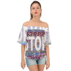 Human Trafficking In Blue Classic Logo Final Off Shoulder Short Sleeve Top by gottostop