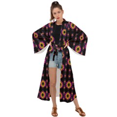 Fantasy Flowers In New Freedom Maxi Kimono