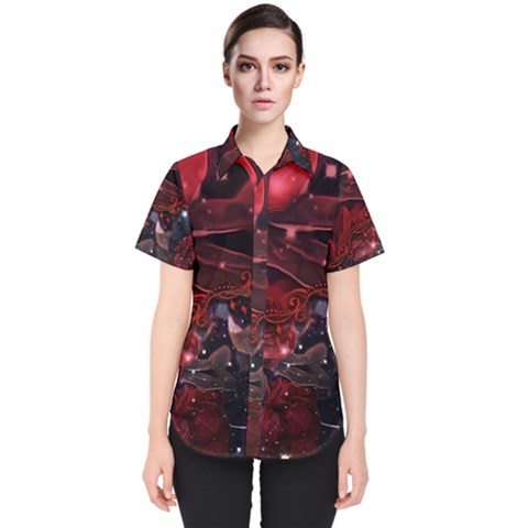 Beautiful Red Roses Women s Short Sleeve Shirt by FantasyWorld7