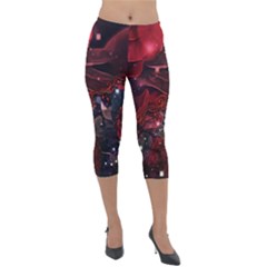 Beautiful Red Roses Lightweight Velour Capri Leggings  by FantasyWorld7