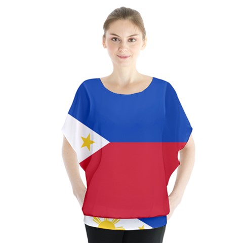 Philippines Flag Filipino Flag Batwing Chiffon Blouse by FlagGallery