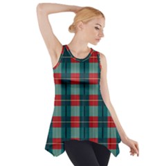 Pattern Texture Plaid Side Drop Tank Tunic by Mariart